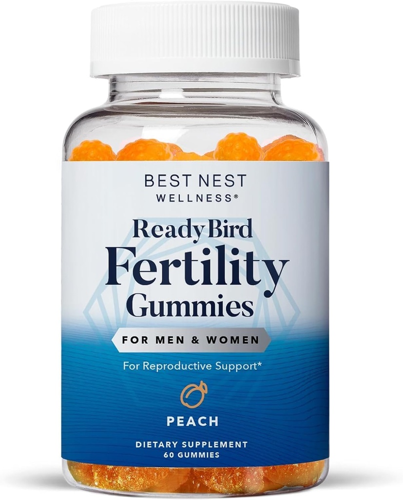 Best Nest Wellness Gummies - Prenatal Multivitamin for Conception Support - תוספת תזונתית עם ויטמינים methylated - תמיכה בריאות וטרינרית עם Coenzyme Q10 - Peach, 60 חניכיים