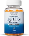 Best Nest Wellness Gummies - Prenatal Multivitamin for Conception Support - תוספת תזונתית עם ויטמינים methylated - תמיכה בריאות וטרינרית עם Coenzyme Q10 - Peach, 60 חניכיים