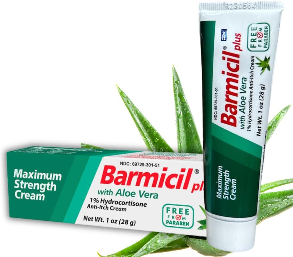 בנוסף, אלרגיות עור קרם Aloe Vera עם 1% hydrocortisone כוח מקסימלי Anti-It Containchs 1 oz Tube (28 גרמות) Relieves Skin Allergies