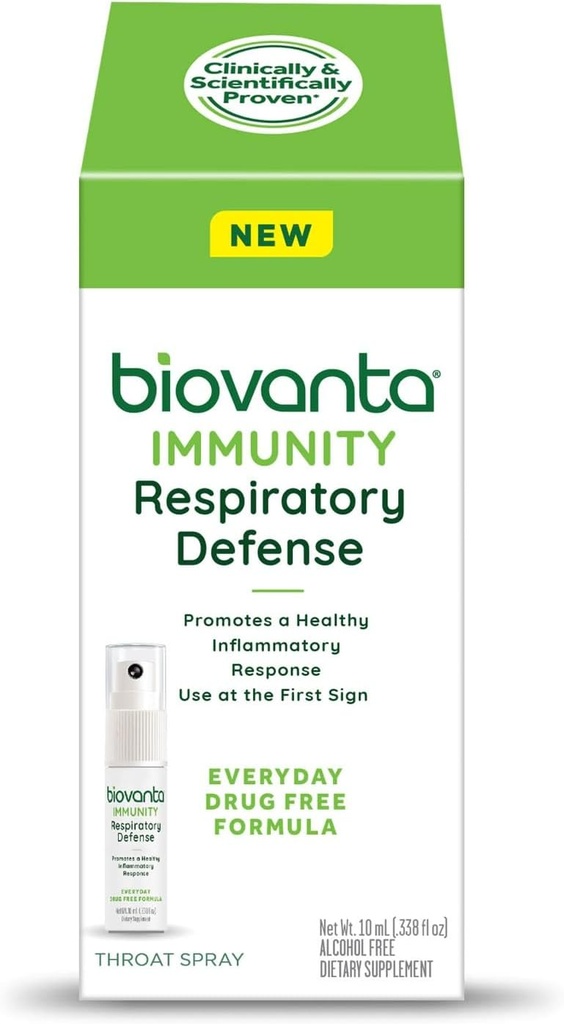 Biovanta Immunity גרון Spray, 10 מ"ל, תמיכה טבעית Immune ו Soothing Sore גרון הקלה, הגנה על הנשימה, Prebiotics כדי לתמוך Gut Health