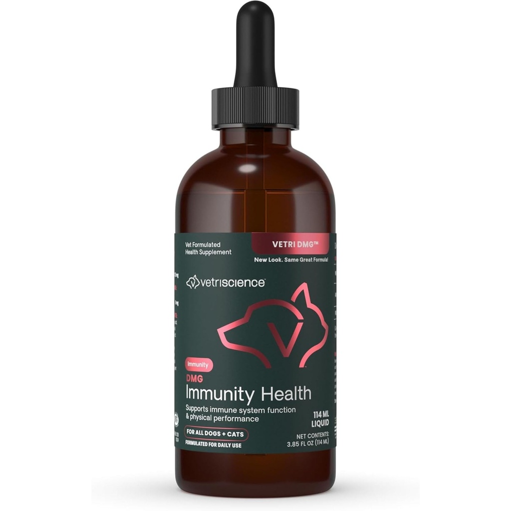 VETRISCIENCE DMG Immunity Health Easy-Dose נוזל, Vetri DMG Immune Support Supplement for Dogs and Cats, Hypoallergenic, Support Performance, Stamina, Immune Response, DMG (Dimethylglycine), 114 מ"ל