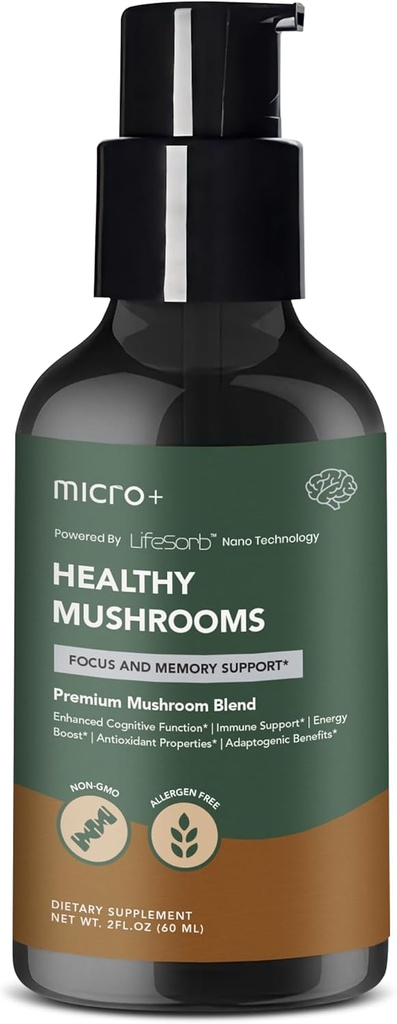 Mushroom+ על ידי Micro+ Nootropic Brain Supplement with LifeSorb - for Focus, Memory, Cognitive Boost