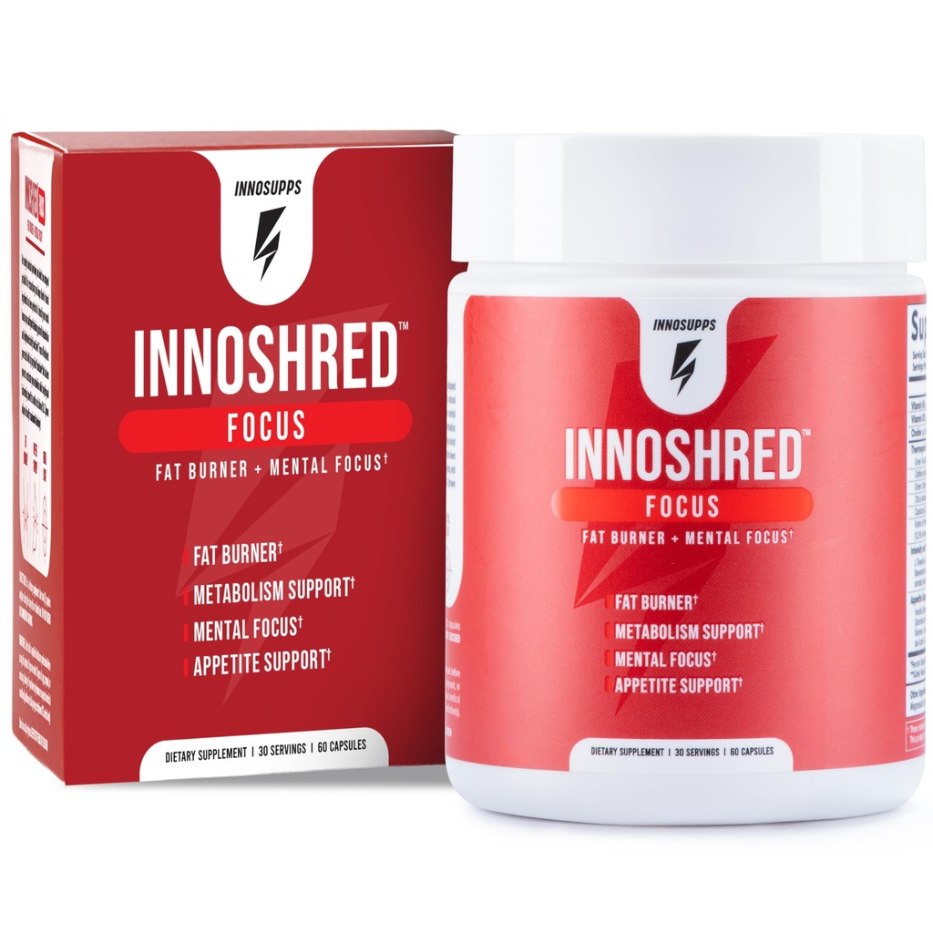 Inno Shred Focus Day Fat Burner, 100mg Capsimax, Grains of Paradise, Organic Caffeine, Green Tea Extractant, Appetite Suppressant, ירידה במשקל תמיכה, 60 קפסולות Veggie (60 קפסולות, עם Focus)