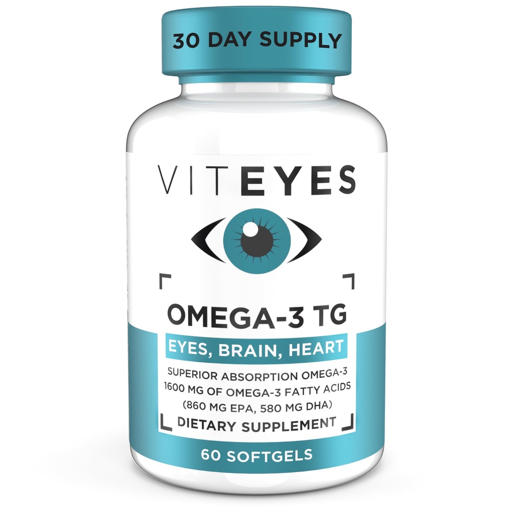 Viteyes אומגה 3 TG תומך ב- Eye & Heart Health, Natural Triglyceride Fish Formula, Clear, 60 Count