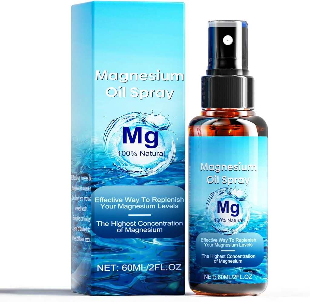 Magnesium Oil Spray, 100% טהור שמן מגנזיום שמן תוספת כוח, 60Ml Skin & Body אורגני Magnesium Chloride שמן Spray, נוזל Magnesium Skin Spray for Feet