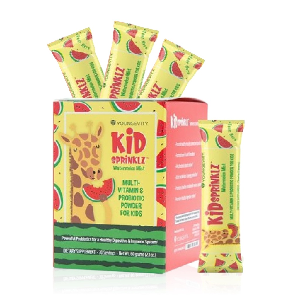 Youngevity Kidsprinklz Watermelon Mist Multi-vitamin Powder - Kids Multivitamin & Toddler Multivitamin - Vitamins, Minerals, & Probiotics - 30 Servings
