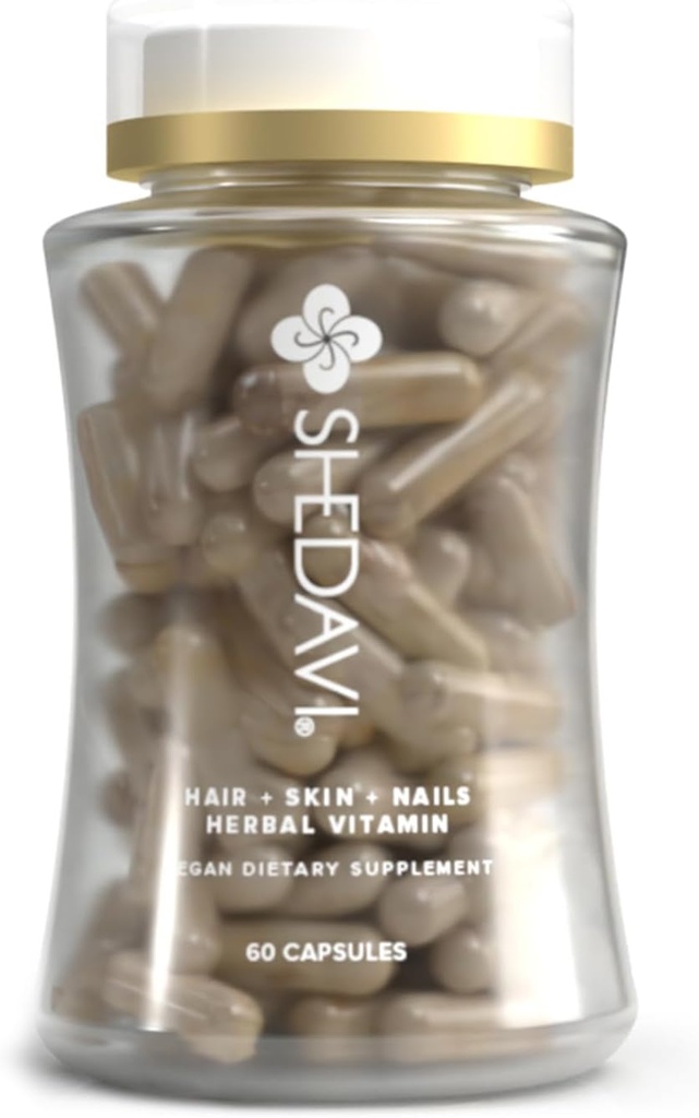 Shedavi Natural Hair הויטמינים עבור צמיחת שיער מהירה - תוספי שיער טהורים פורמולה עם ויטמינים לקידום ת'יקר, שיער חזק יותר - שיער טבעוני עבור אובדן שיער - non-GMO (60 קפסולות)