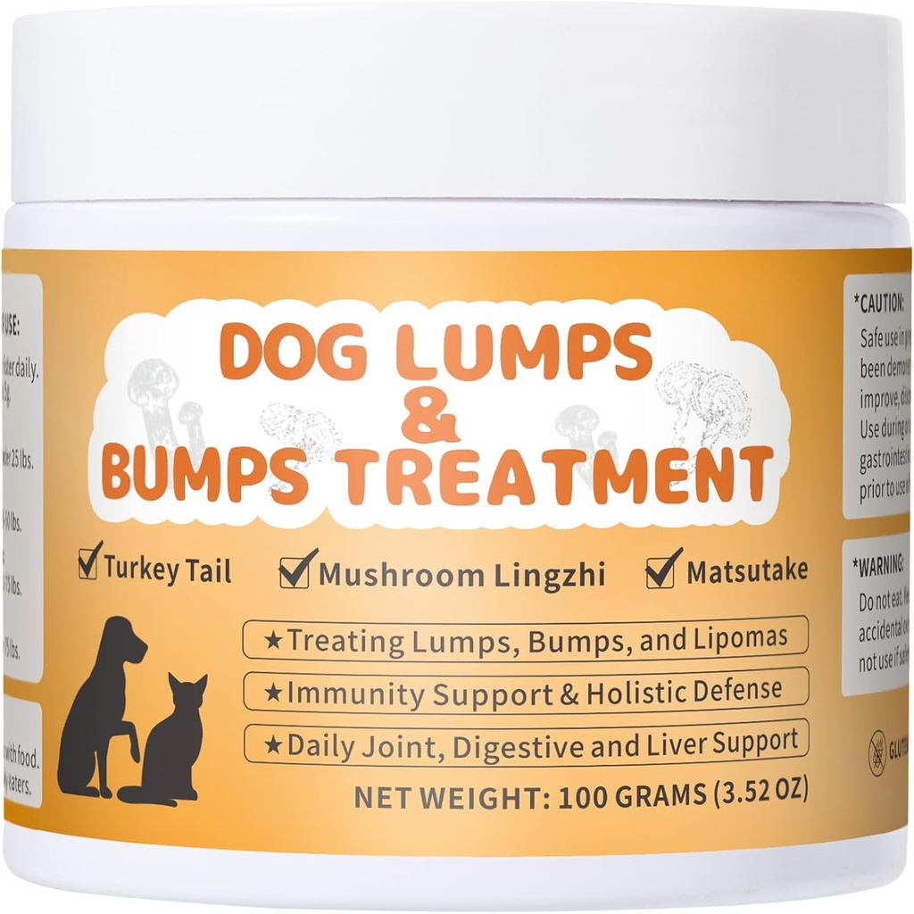 טיפול לימפומה לכלבים, Lumps ו Bumps כלב תוסף - אבקת Mushroom עבור כלבים תומך עיכול מערכת החיסון, שיפור ניידות, 3.52 oz