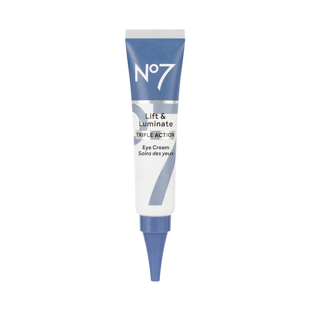 No7 Lift & Luminate Triple Action Under Eye Cream - Dark Circles Under Eye Treatment with Vitamin C & Collagen Peptide Technology - Helps Reduce Puffiness, Bags & the Appearance of Wrinkles (0.5 Oz)