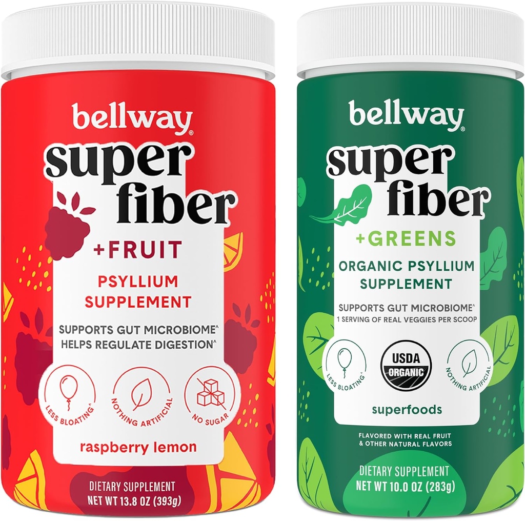 Bellway Super סיבים אבקת + פירות, פטל לימון סופר סיבים + ירוק