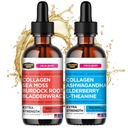 Collagen Mojo Liquid Collagen Peptides with Sea Mosss, Burdock Root & Bladderwrack + Liquid Collagen Peptides with Ashwagandha, Elderberry & L-theanineine