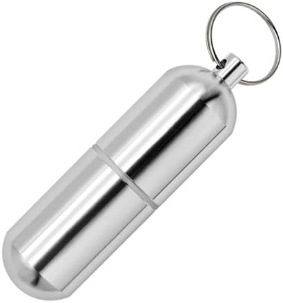Portable Pill Builderer Small Travel Pill Box Keychain Mini Daily Pill Caseer, Metal Pill Holder Medicine for Supplements, Pills, ויטמינים ותרופות (Large)