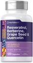 Horbäach Resveratrol Berberine Grape Seed & Quercetin | עם Blueberry & Red מיצוי יין | 120 קפסולות | Non-GMO, Gluten Free & Vegetarian Supplement