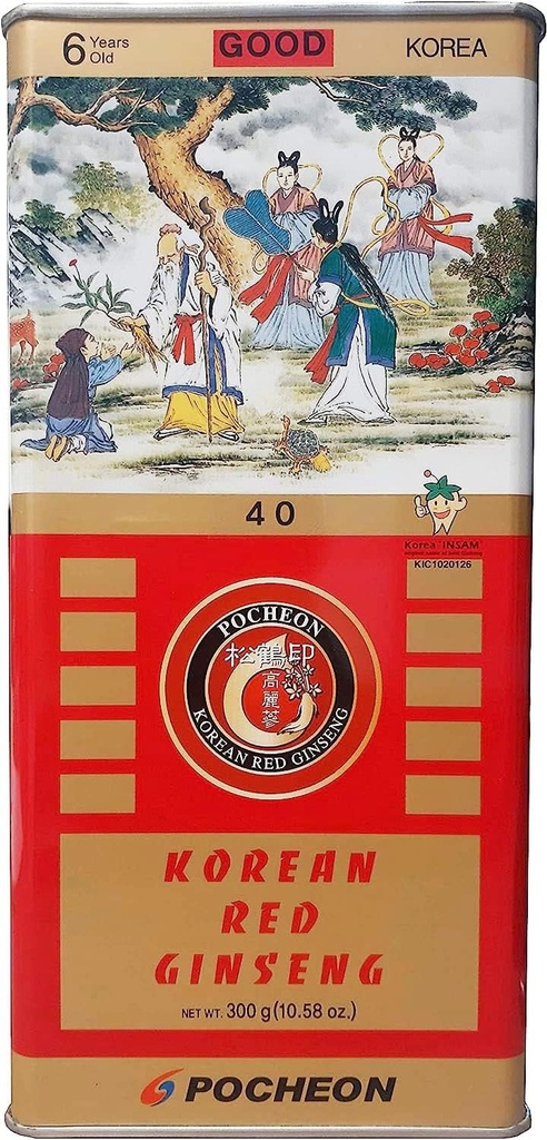 פוצ'ון 300g קוריאני Canned Dried Panax Red גינזנג 24 Roots 6 שנים טוב כיתה 300-40