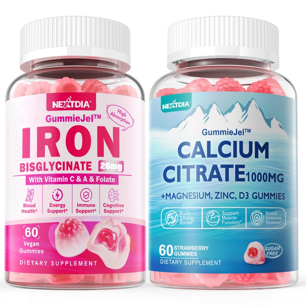 Calcium Citrate 1000mg מלא חניכיים + Iron Bisglycinate 26 מ"ג