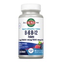 KAL ויטמין B-6, B-12 & Folic Acid תוסף, בריאות הלב, אנרגיה ו Red Blood Cell Support*, עם ויטמין B12 Methylcobalamin & Folate, טבעי ברי פלפור, 60 משרתות, 60 טבליות מיקרו ActivMelt