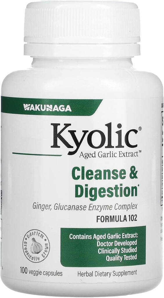 גיל Garlic Extract, ניקוי ו העיכול פורמולה 102, 100 קפסולות Veggie, Kyolic