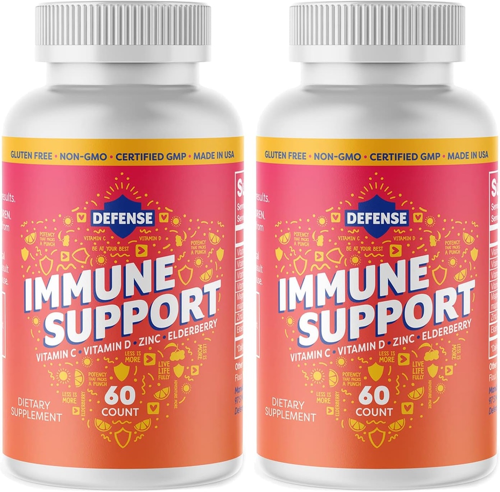 תוספת למבוגרים | 30 יום אספקה | High Potency | Immune Boost עבור גברים ונשים עם ויטמין C, Zinc, Elderberry, ויטמין D3, Daily Antioxidant, non GMO, Gluten-Free |