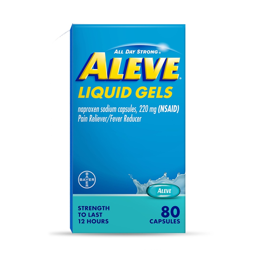 Aleve Pain Reliever & Fever hydror Liquid Gels, Naproxen Sodium, Pain Relief, 80 Count