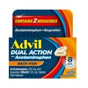Advil Double Action Back Pain Caplets מספק 250 מ"ג Ibuprofen ו 500 מ"ג Acetaminophen Per Dose עבור 8 שעות של כאבי גב - 18 Count Count