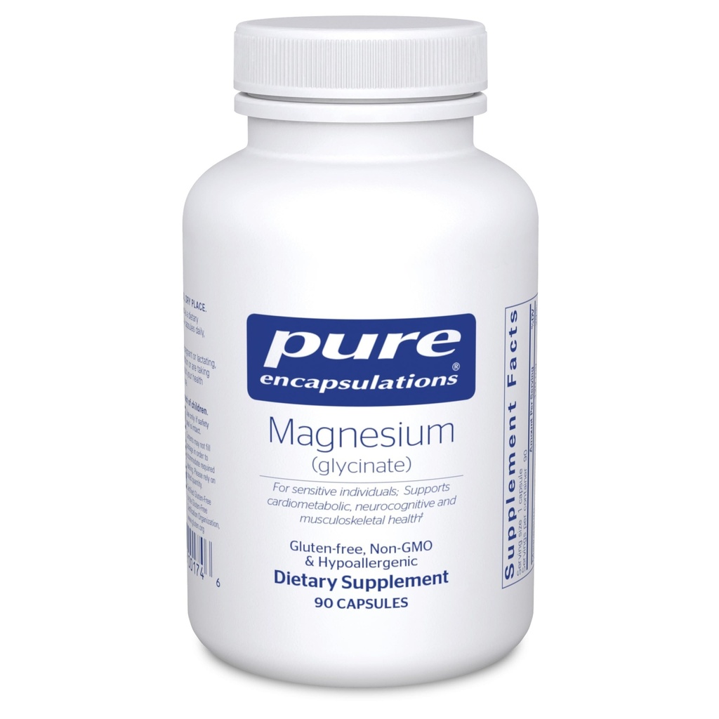 Encapsulations Magnesium (Glycinate) - תוספת לתמיכה הקלה מתח, שינה, בריאות הלב, עצבים, שרירים, ומטבוליזם * - עם מגנזיום Glycinate - 90 קפסולות
