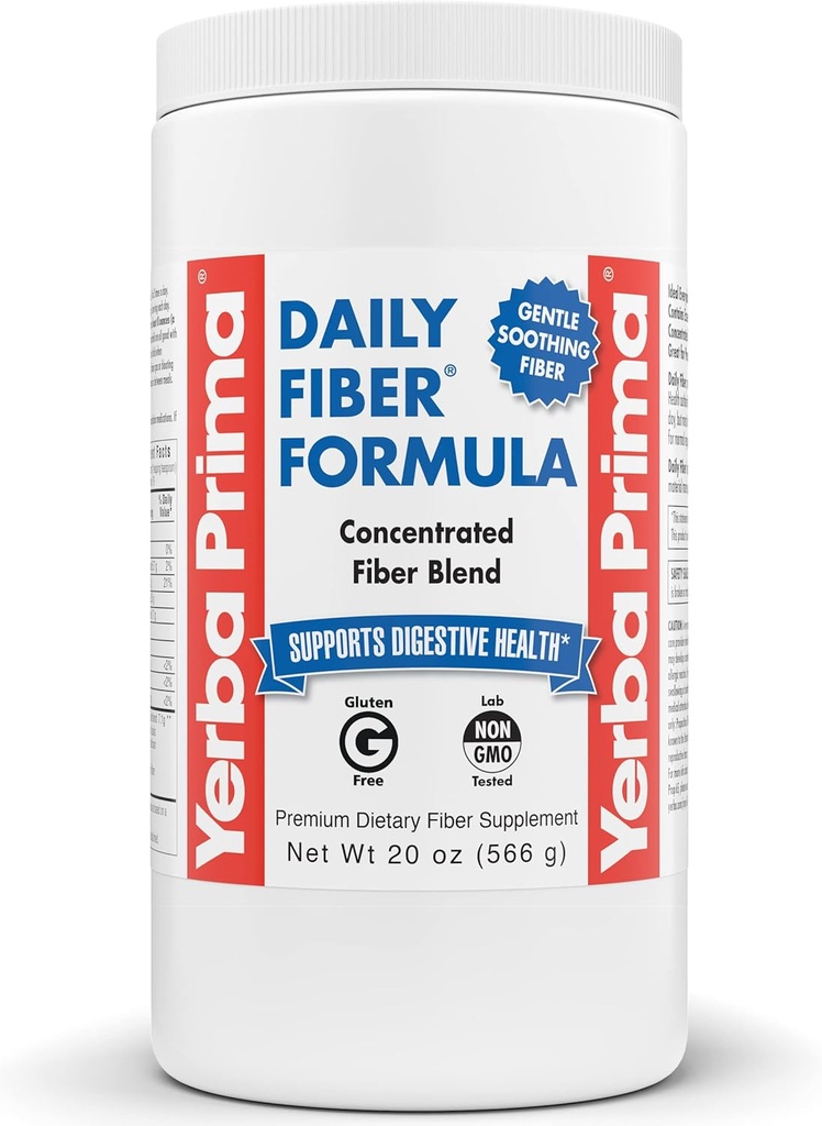 Yerba Prima Daily סיבים פורמולה - 20 אבקת oz - Unflavored, הרחבה של Soluble / Insoluble, Psyllium Seed Husks, Acacia Gum, Apple Fiber for Bulk - Dietary Bulking - רגילity תוסף