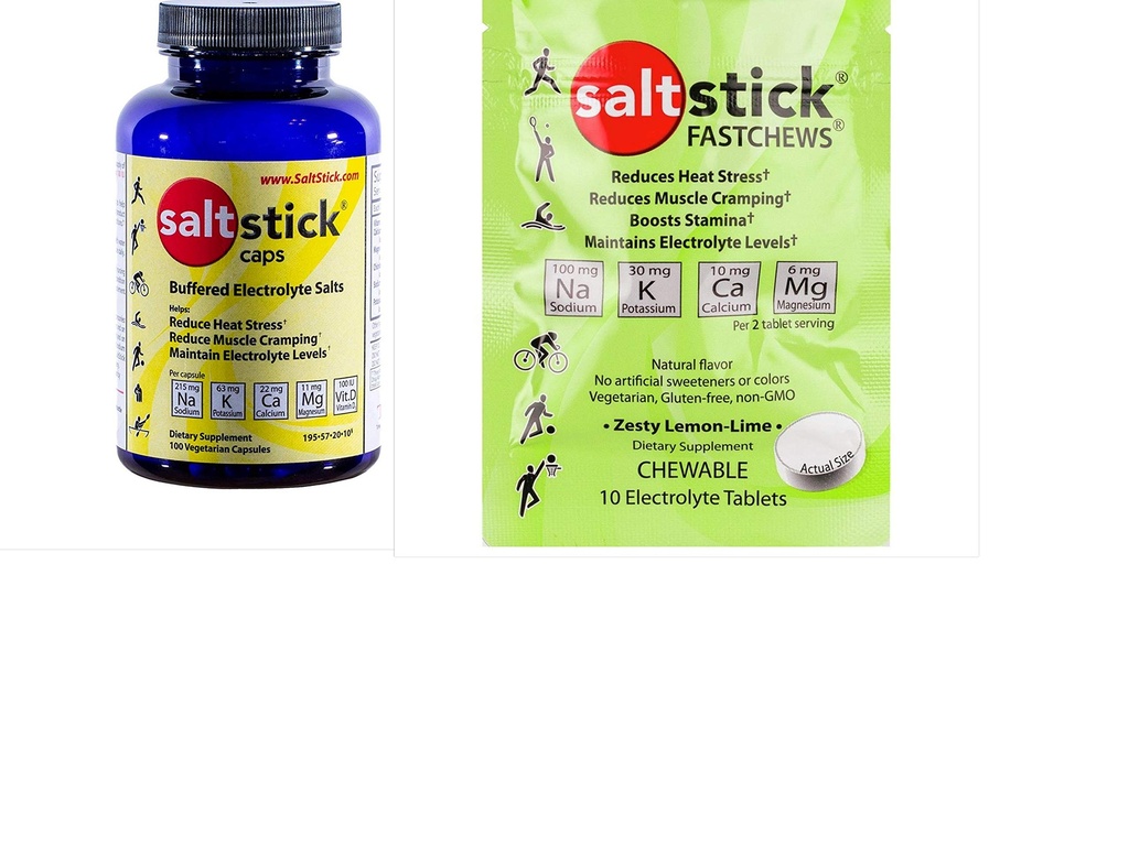 Saltstick Electrolyte קפסולות (100 קפסולות) Incl. Comp. FastChews Trial Pack