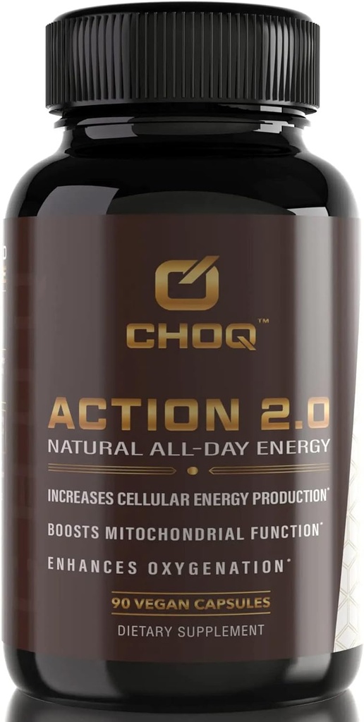 CHOQ Action 2.0 Energy & Circulation Support - Rhodiola Rosea, Beetroot & B12 תוסף - Nitric Oxide Booster for Men & Women - Focus & Recovery - 90 קפסולות