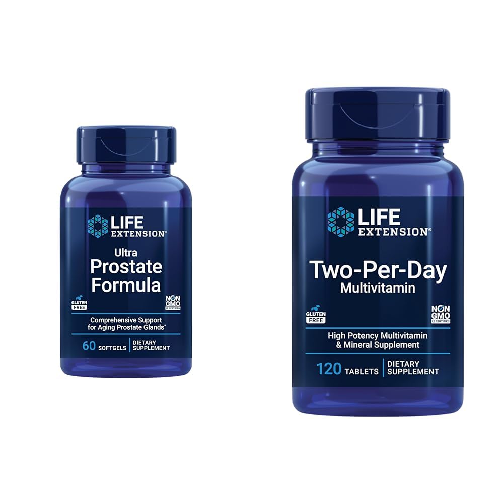 Life Extension Ultra Prostate Formula, Saw Palmetto for Men, pygeum, sting Nettle Root, lycopene & Two-Per-Day High Potency Multi-Vitamin & מינרלים - תוספי ויטמינים, מינרלים
