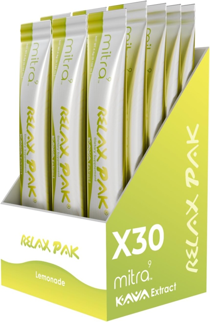 Mitra9 Kava אבקת להירגעPak - Lemonade Kava לחלץ אבקה Packets | Mood Enhancer | Plant Based | מקדם Calm & Clarity | Easy Open Single-משרתת Stick (30)