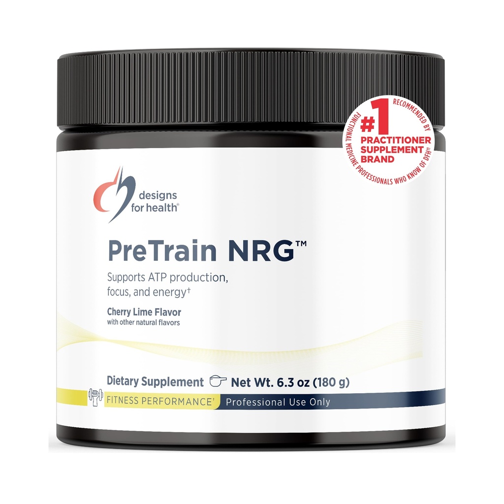 עיצובים לבריאות PreTrain NRG לשתות Mix - אבקת טרום עבודה עם Creatine + קפה ירוק - תמיכה להתמקד, כוח + אנרגיה נפשית באתלטים - אף אחד-GMO, Cherry Lime Flavor (20 משרתים / 180g)