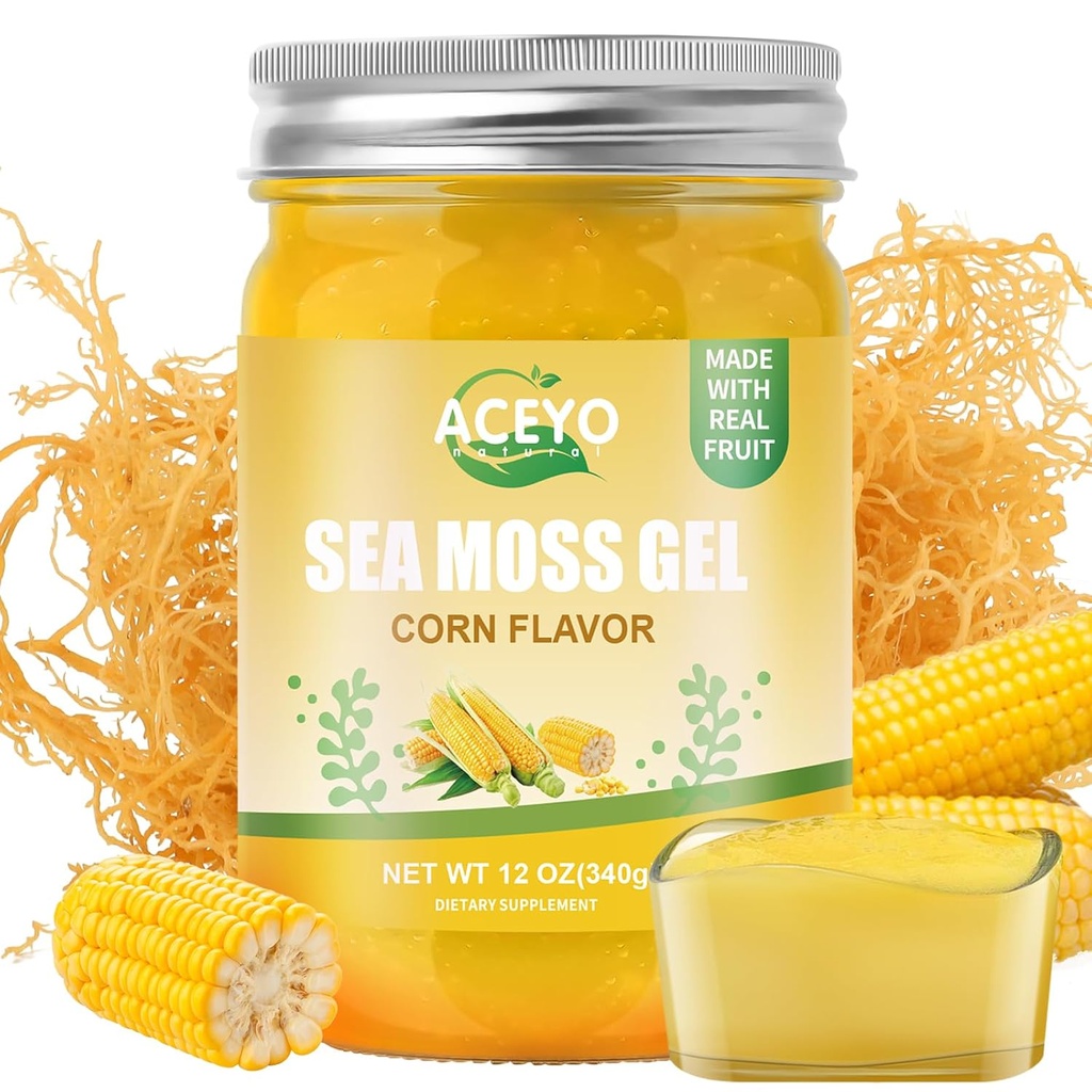 (12 OZ) אירי הים Moss Gel אורגני Raw קורנל פלאבאור טבעי Seamos תוספת 102 ויטמינים ומינרלים Wild Harvested non-GMO Immune Defense Booster Thyroidive Support