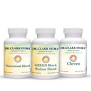 Dr Clark Store Intestine Support &נקי Kit - עם Freeze-Dried Green Walnut Hulls, Wormwood, ו- Cloves-Helps לשמור על פונקציונליות אופטימם Intestinal - קפסולות צמחוניות