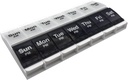 EZY DOSE Push Button (7-Day) Pill Case, Medicine Planner, ויטמין אורגן, 2 פעמים ביום AM/PM Container, X-Large השוואתיות, Arthritis Friendly, Effortless Open, Clear Lids, Blue/White, BPA Free