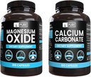רכיבים מקוריים טהורים Calcium Carbonate ו- Magnesium Oxide Bundle, 365 קפסולות כל אחד, No Fillers, Alwasy Pure Pure