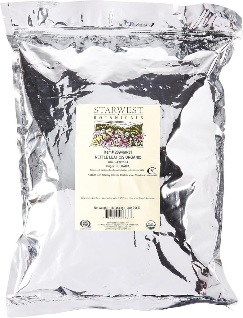 Starwest Botanicals Organic Nettle Leaf Tea Drop and Sifted, 1 פאונד בולק - 1 ספירה