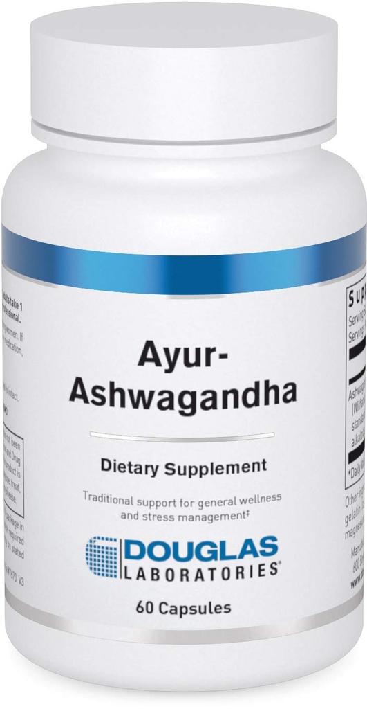 דאגלס מעבדות Ayur-Ashwaganda (הודית גינזנג) | Ayurvedic Herb לתמיכה בייצור אנרגיה, בריאות נפשית וגופנית | 60 קפסולות