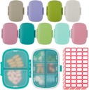 9 Pack Travel Pill מארגנת 8 השוואתיות ב- Portable Pill Case Small Pill Box for Pocket Purse Daily Piller Medicine Holder Dispenser for Fish שמן תוספת שמן