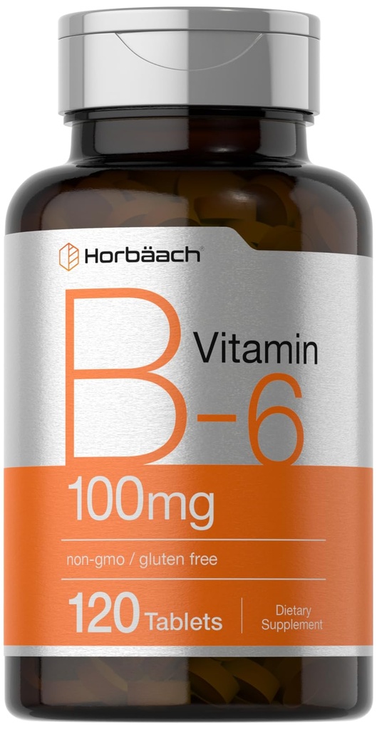 ויטמין B6 100 מ"ג | 120 טבליות צמחוניות Pyridoxine HCl | Non-GMO & Gluten Free Supplement