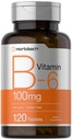 ויטמין B6 100 מ"ג | 120 טבליות צמחוניות Pyridoxine HCl | Non-GMO & Gluten Free Supplement