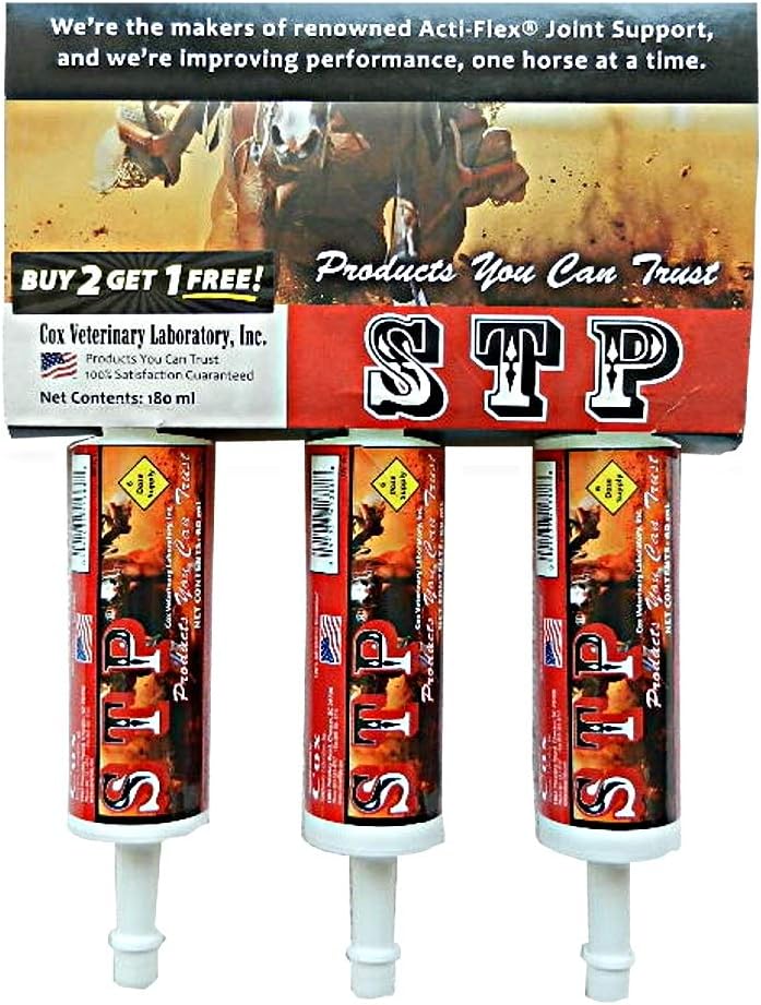 STP Oral Paste for Horses עוזר להקליד כאב ואי דלקת. Highly Palatable בטוח, מרכיבים טבעיים. Easy-Dose Syringe 3-Pack 18 ימים אספקה מיוצר בארה"ב.
