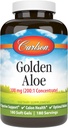 Carlson - Golden Aloe, 100 מ"ג (200:1 ריכוז), תמיכה תזונתית ובריאות קולון, Optimal Wellness, 180 Softgels