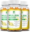 (3 Pack) 9 ב 1 Mullein Gummies עבור Lungse & Detox, תוספת כוח מולליין עלץ לחלץ w / Quercetin, Bromelain, Elderberry & Marshmallow for Respiratory, Immune &ive, טבעוני, 180