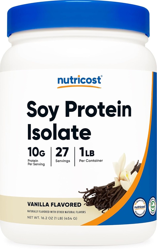 אבקת חלבון סויה חלבון Isolate, 1 LB וניל - 10 גרמות של חלבון לשרת, טבעוני, GMO-Free & Gluten חינם