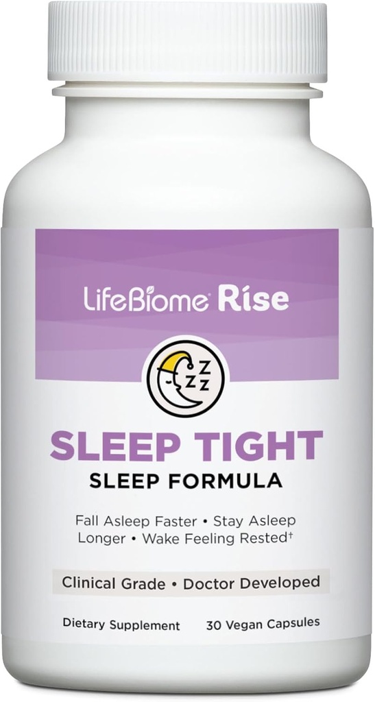 כיוונים בריאים LifeBiome Rise Sleep Tight ו- Extended-Release Melatonin Plus GABA ב- Innovative Microbeadlets מסייע לך רוח למטה מהר עבור Zzzs עמוק, מנוחה