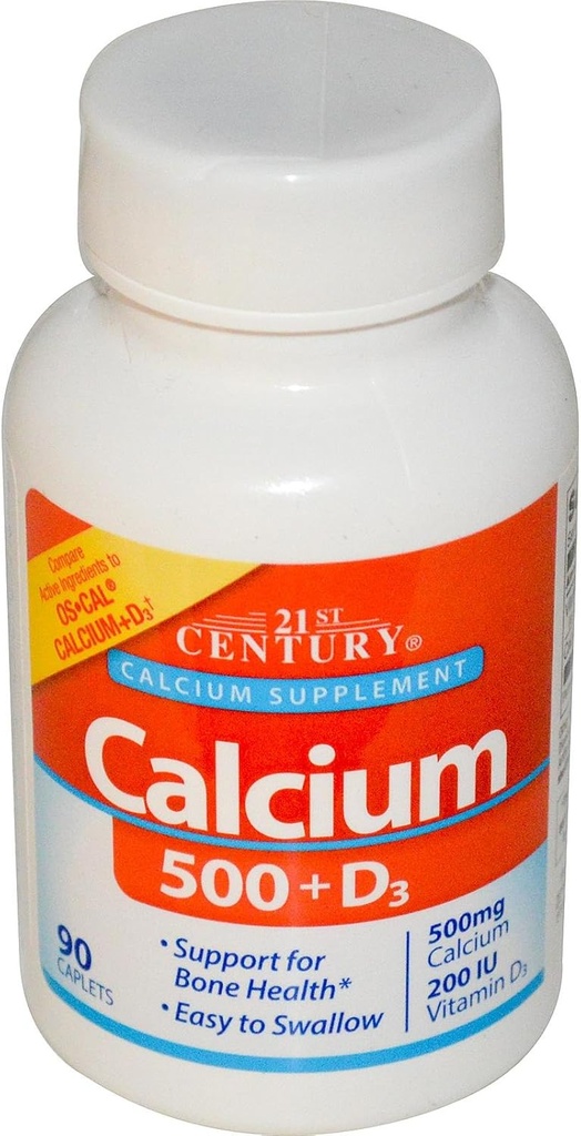 המאה ה-21 Calcium 500 + D3, 5 mcg (200 IU), 90 טבליות
