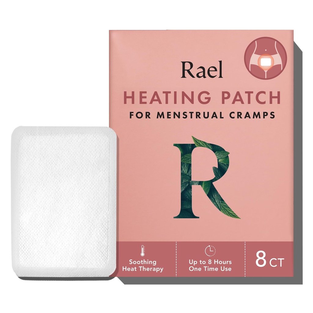 Rael Herbal Heating Patches, תקופת Cramps הקלה, תרפיה בחום, Ultra Thin Design, On The Go Size, for All Skin Types (8 Count)