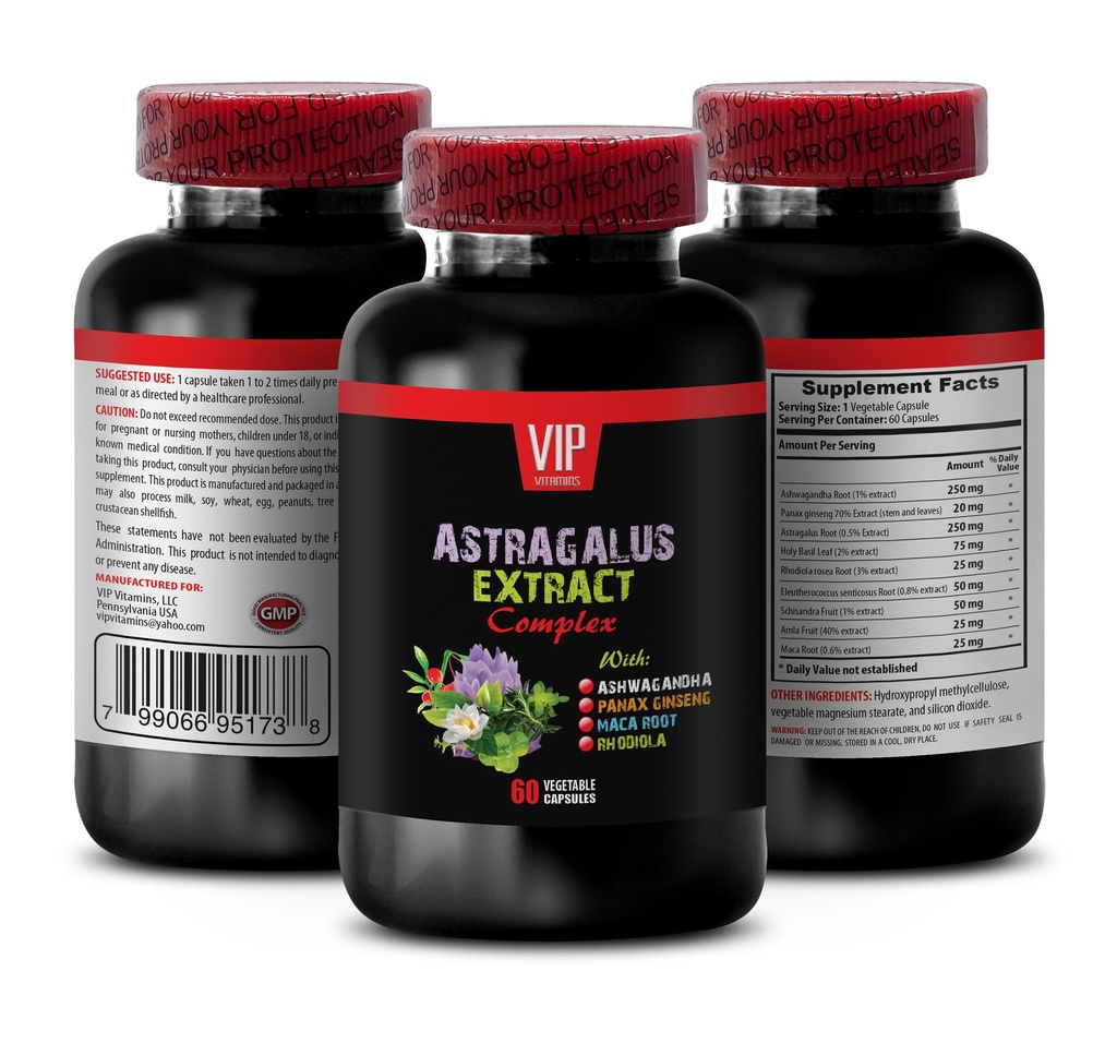 Astragalus Complex - ASTRAGALUS EXTRACT COMPLEX עם Ashwagandha, Panax ginseng, Astragalus, Maca - קפסולות ביזל קדוש, תמיכה חיסונית אסטרגלוס, אסטרגלוס לחלץ קפסולות 1 בקבוק 60 קפסולות
