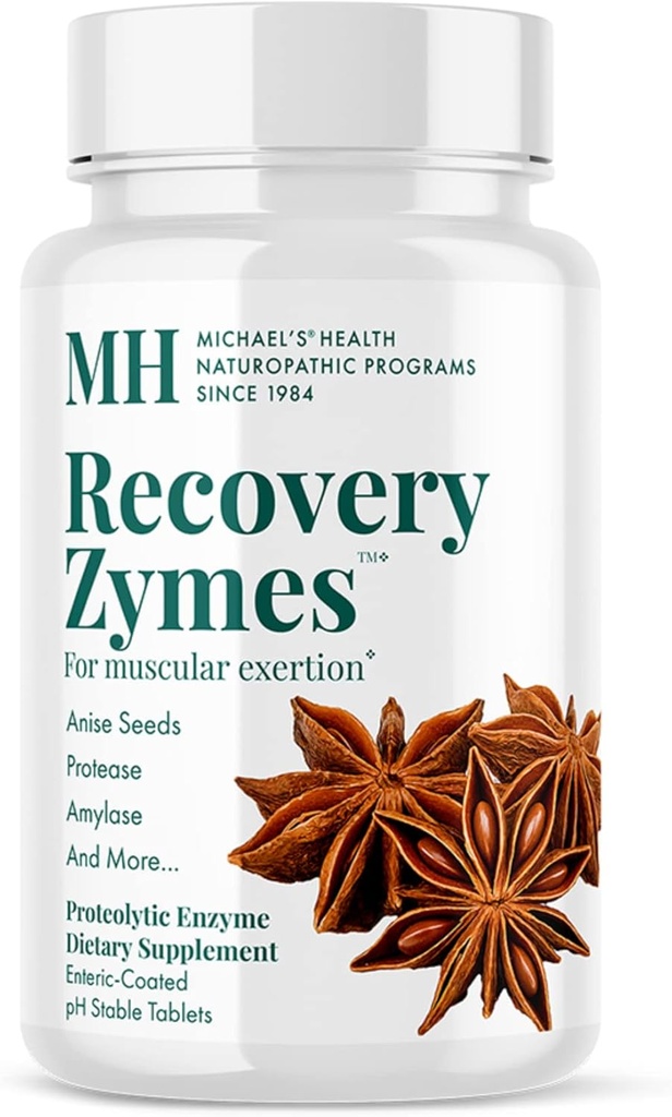 MICHAEL'S Health Naturopathic Program Recovery Zymes - 180 טבליות pH Enteric Coated pH Stable Tablet - Proteolytic Enzyme תוסף - תומך בתגובה טבעית של דלקת ריאות - 30 משרתים