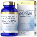 קרליל Buffered Magnesium Bisglycinate 665 מ"ג | 250 קפסולות | Chelated Essential מינרלים | Non-GMO ו- Gluten Free Supplement